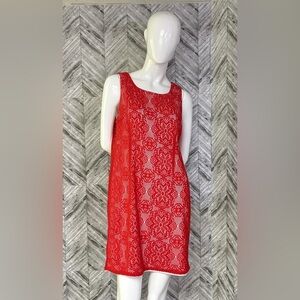 Reitmans Red Lace Dress with Cream Lining, size large